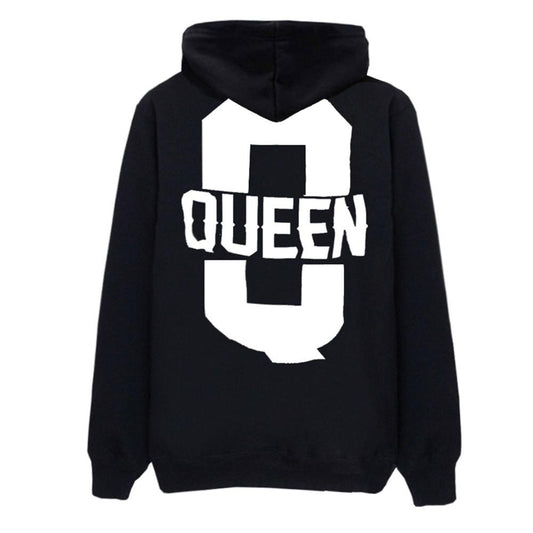 Couple king/queen letter print hooded sweater