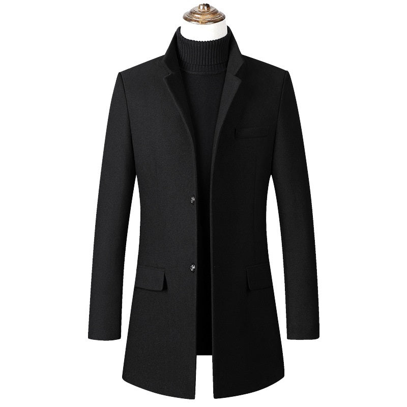 Stand Collar Woolen Woolen Coat Men's Medium Long