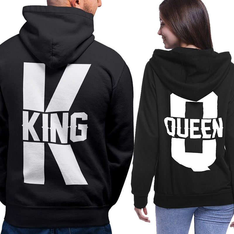 Couple king/queen letter print hooded sweater