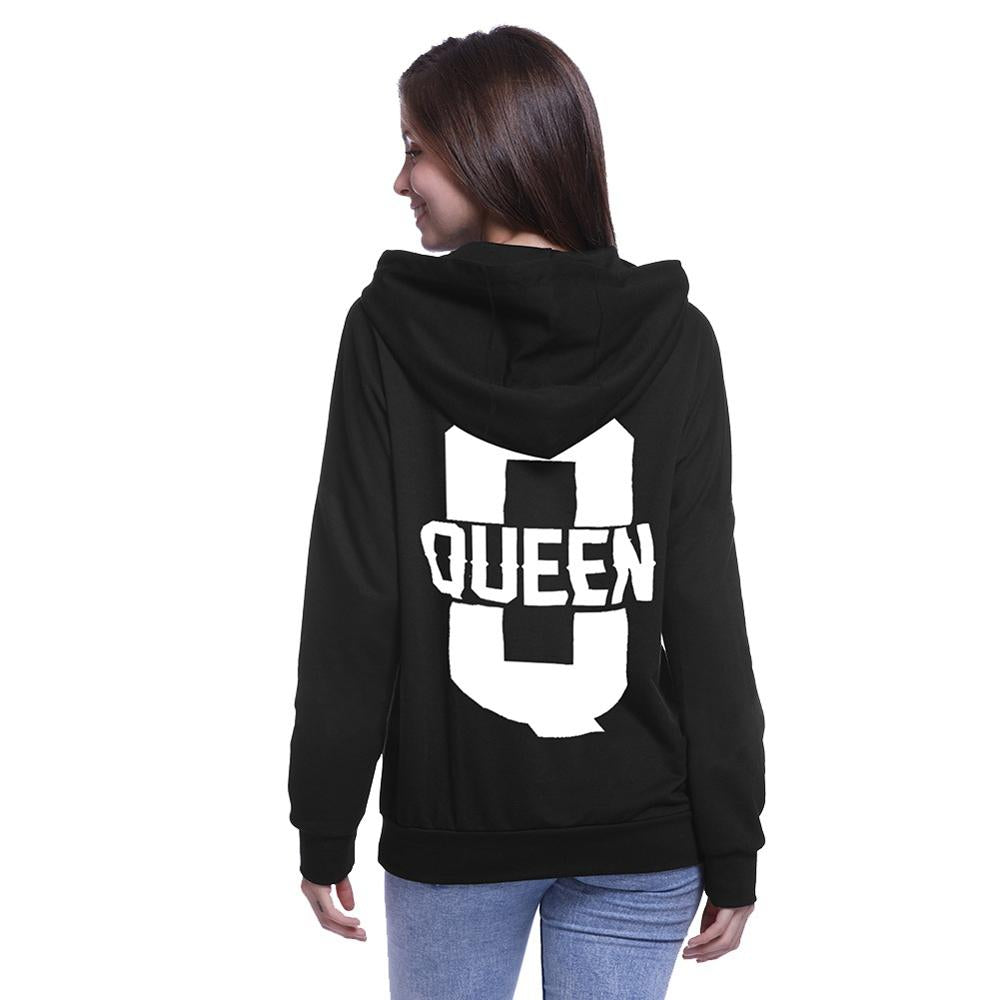 Couple king/queen letter print hooded sweater