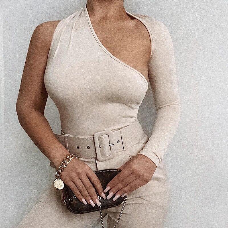 Sexy Bodysuit Women One Shoulder Hollow Out Bodycon Sexy Bodysuit