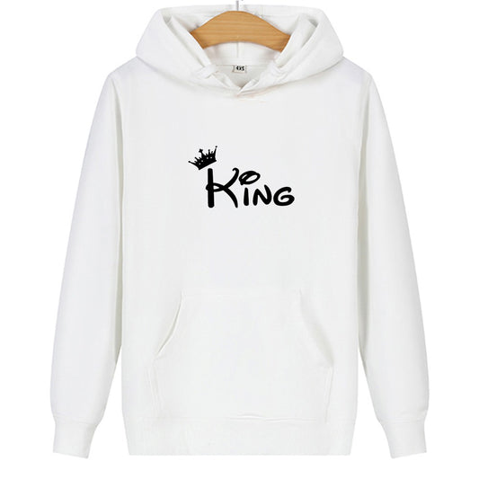 QUEEN KING print hooded couple sweater