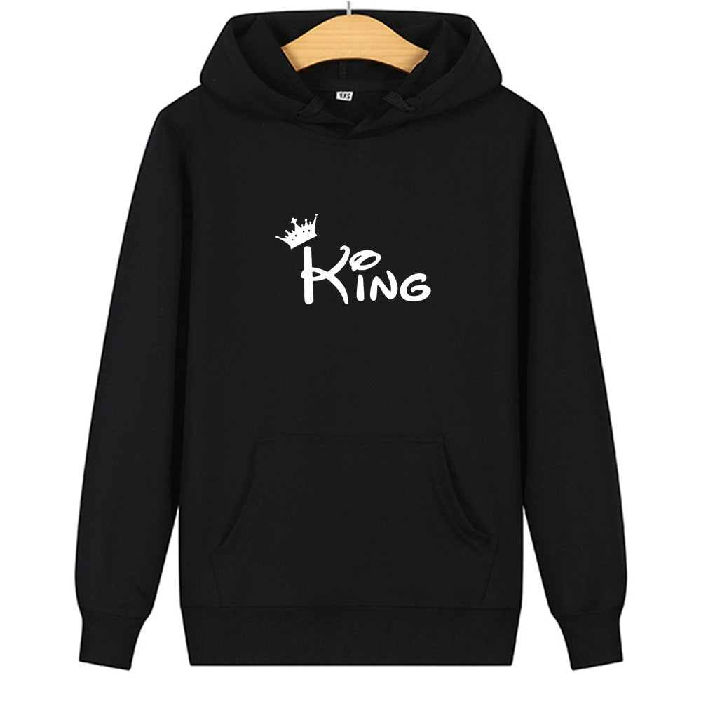 QUEEN KING print hooded couple sweater