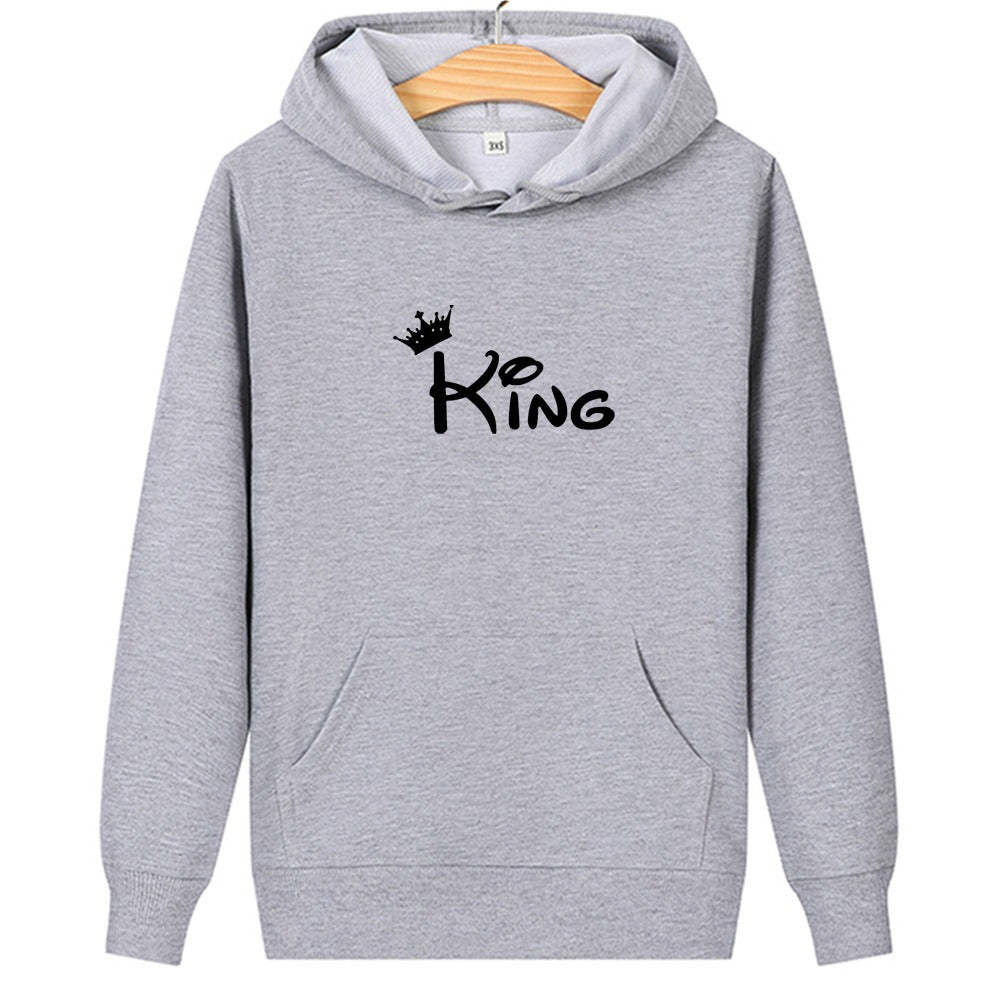 QUEEN KING print hooded couple sweater