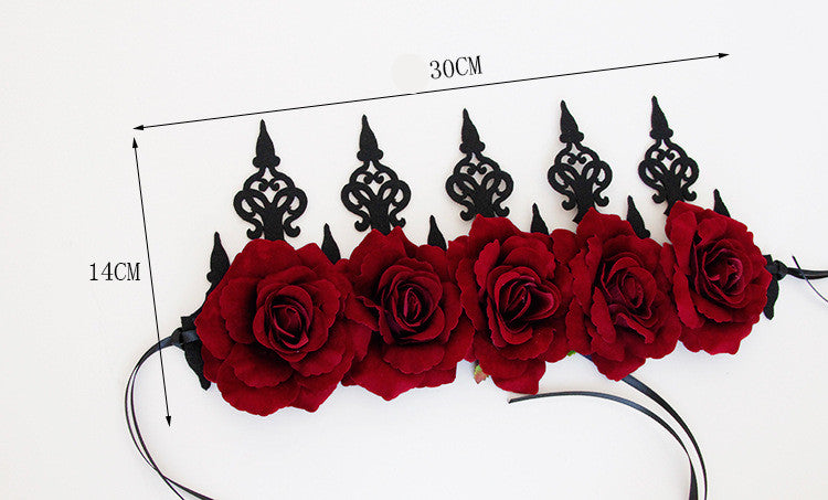 Vintage Red Rose Queen Hairband Halloween