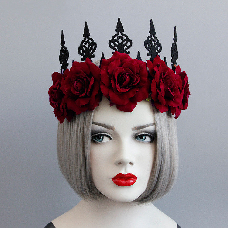 Vintage Red Rose Queen Hairband Halloween