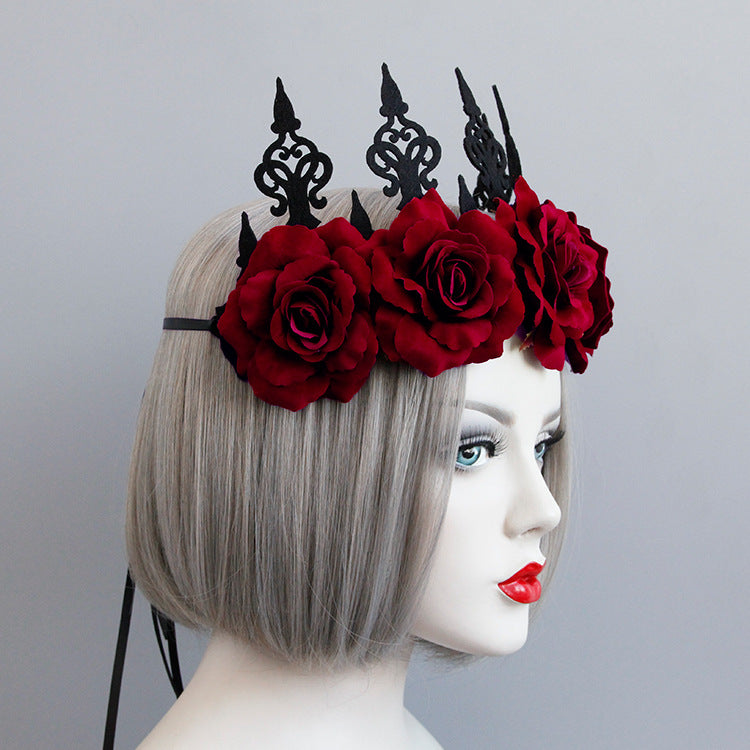 Vintage Red Rose Queen Hairband Halloween